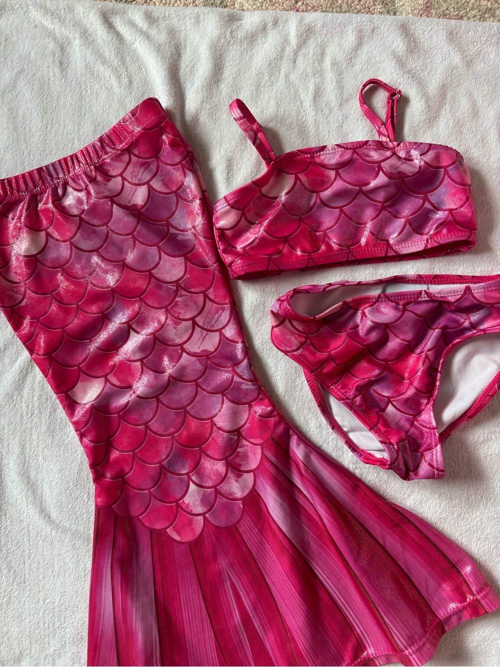 Flap Happy Pink Mermaid 3-Piece Swim Set 24M/2 • Shimmer Scales